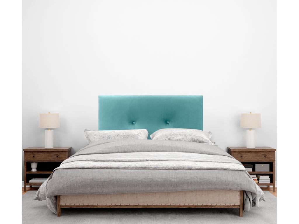 Bohometop Smooth Velvet Headboard with Buttons 105x115 with Bed Legs 105 - Turquoise 70752ZMBF
