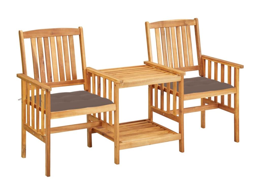 Bohometop Solid Garden Chairs with Tea Table and Cushions 33370JIRM