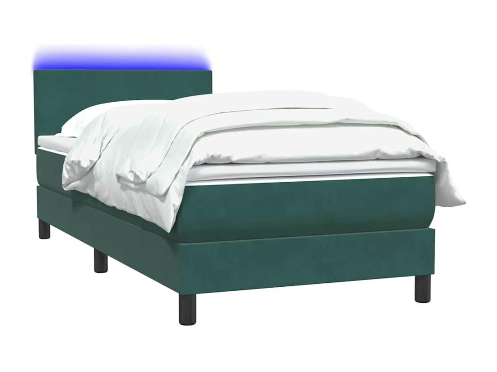 Bohometop bed base and dark green 80x210 cm velvet mattress 24425CVDT