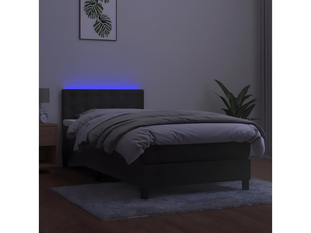 Bohometop bed base with mattress and LED lighting, dark grey, 90x190cm, 65739ETXE