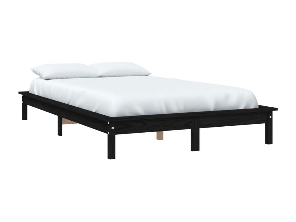 Bed frame without mattress black 140x190 cm solid pine wood 36017WTAP