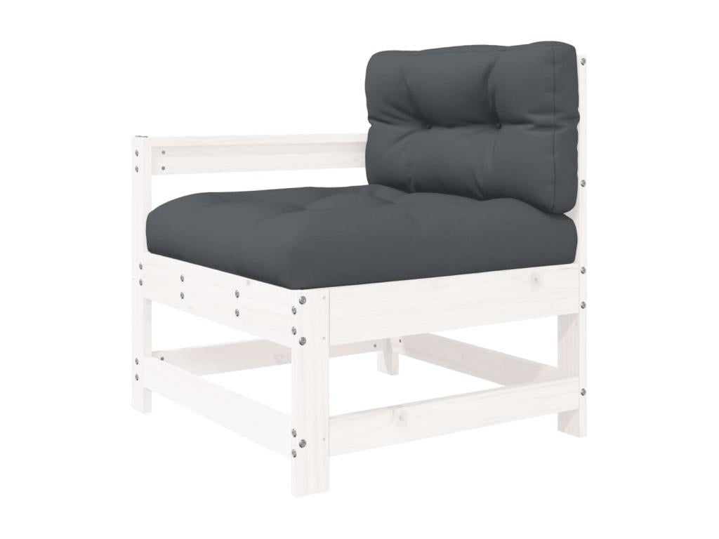 8-piece garden furniture set with cushions, white solid wood, 55465YZLN