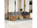 10-piece garden furniture set with cushions, beige woven resin, 14633GCAS
