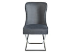 Set of 2 velvet and chrome stainless steel chairs - Grey - Nidchicshop 79533FQKB