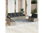 9-piece garden furniture set with light grey cushions, woven resin 18279EETI