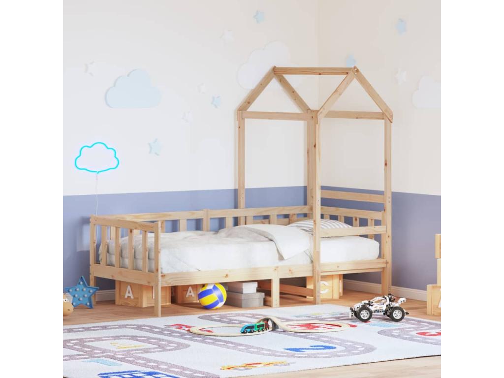 Daybed with canopy 80x200 cm solid pine wood 63087OZAA