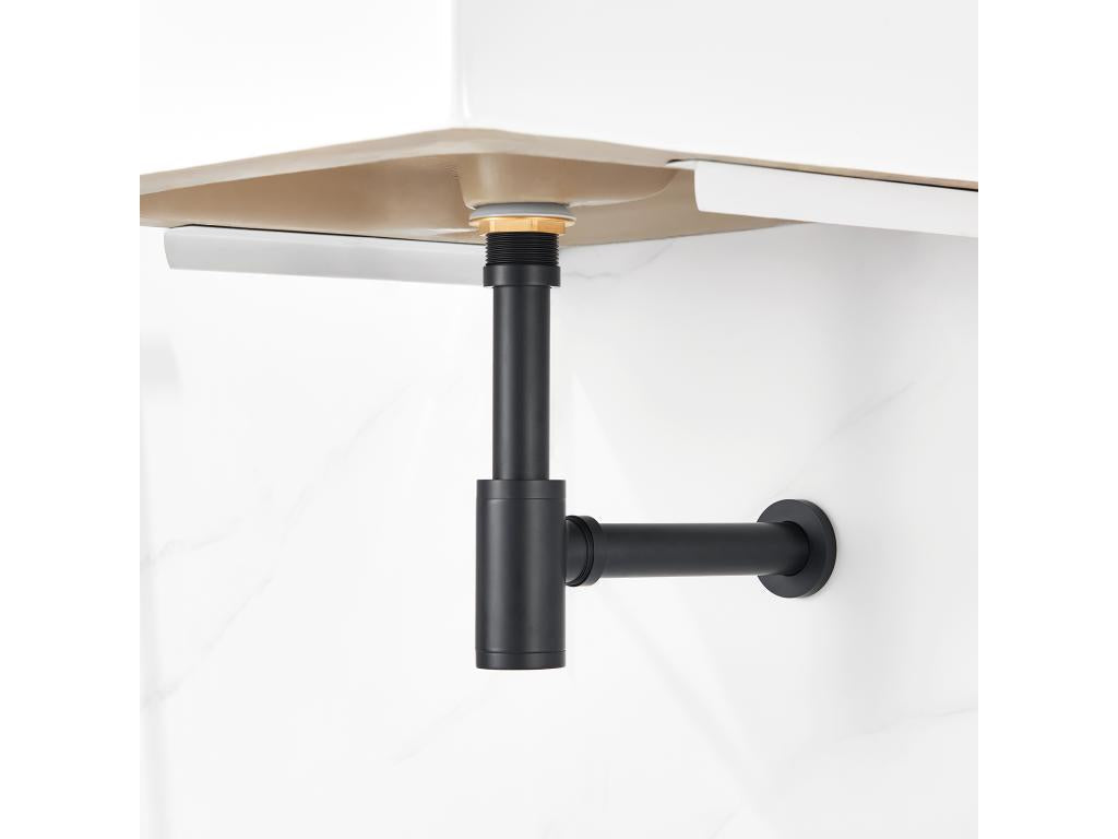Bohometop Universal Design Basin Siphon with Standard 1 1/4" Drain Pipe and Seal Included, Tubular Siphon for Basin, Black 70610TXSC