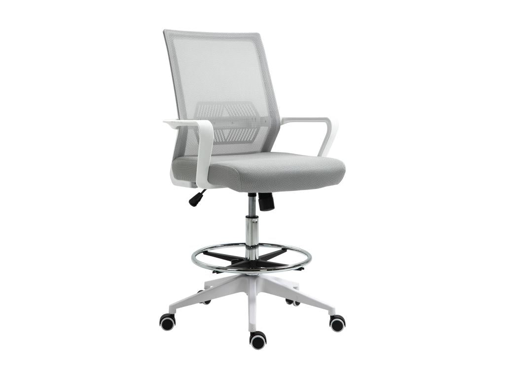 Office chair, high seat, adjustable, dimensions: 64L x 59W x 104-124H cm, 360° swivel, Bohometop breathable, grey, 20092LVUP