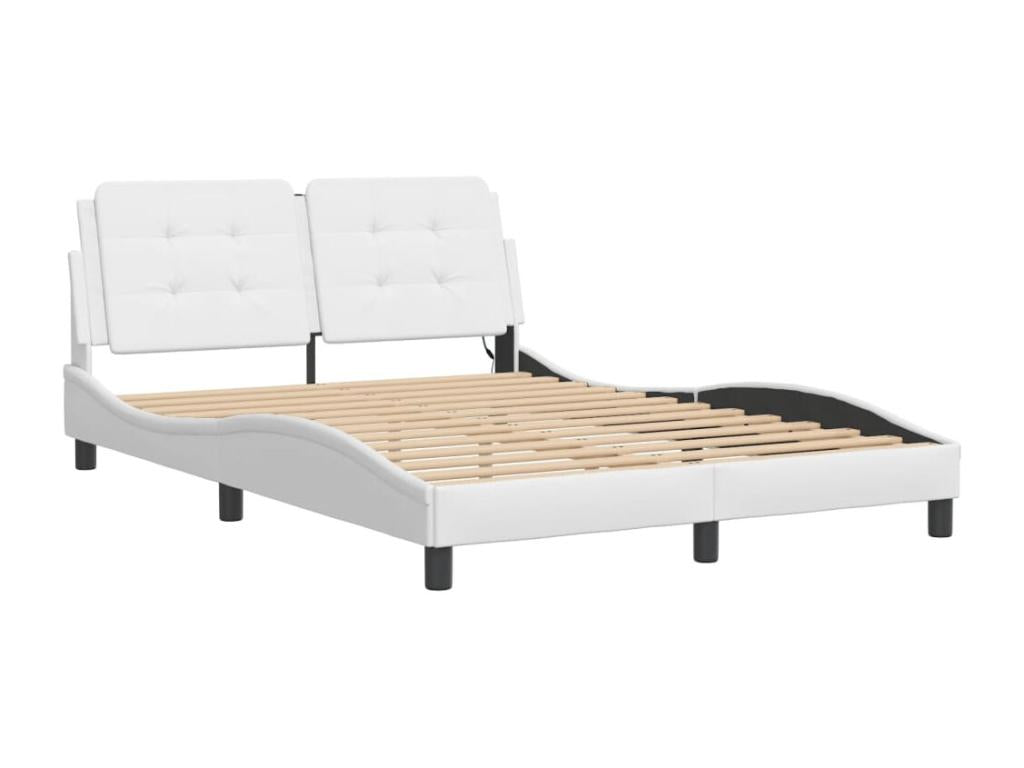 Bed frame with Nidchicshopères LED white 120x200 cm faux leather 65840UNAN