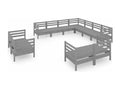 11-piece garden furniture set, solid pine wood, grey, 92118DOGU