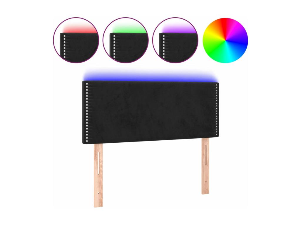 Black LED Headboard 90x5x78/88 cm Velvet 84341WQRO