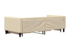 Daybed with pull-out bed and drawers, cream color, 90x200 cm, fabric, 94303LDPJ