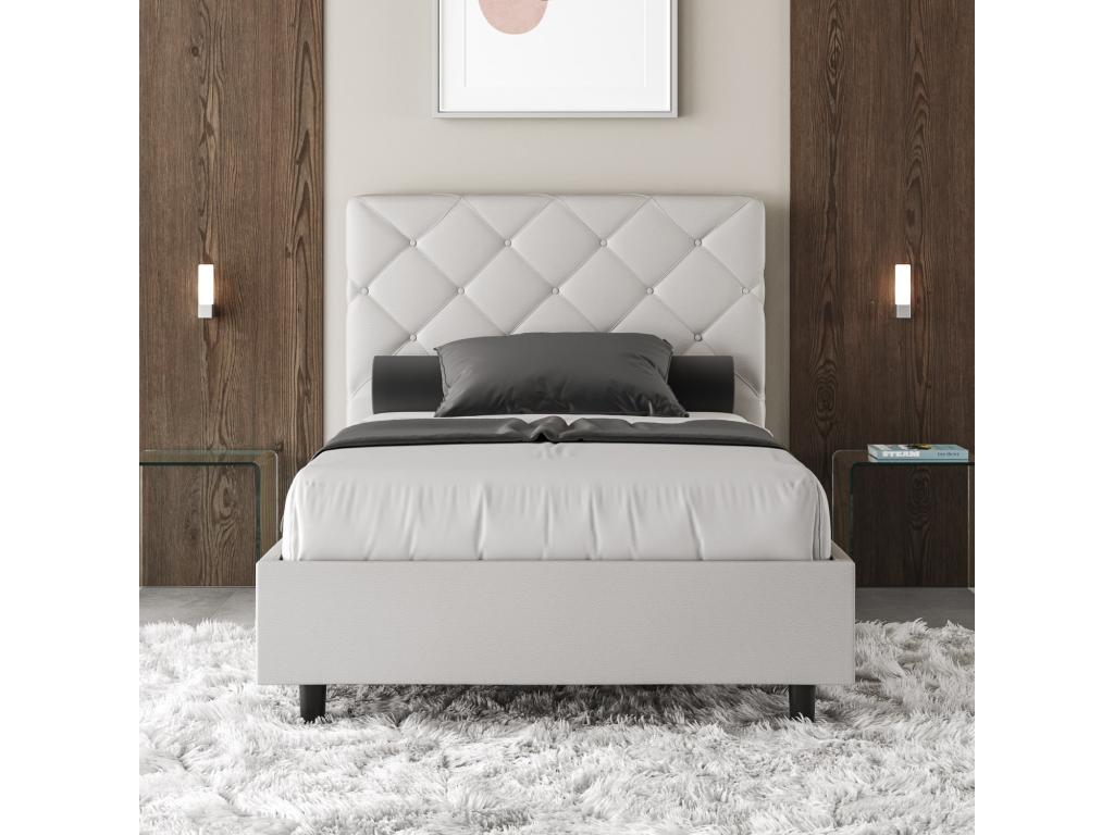 Bohometop 26318EEFR Upholstered Storage Bed 140x200 White Faux Leather
