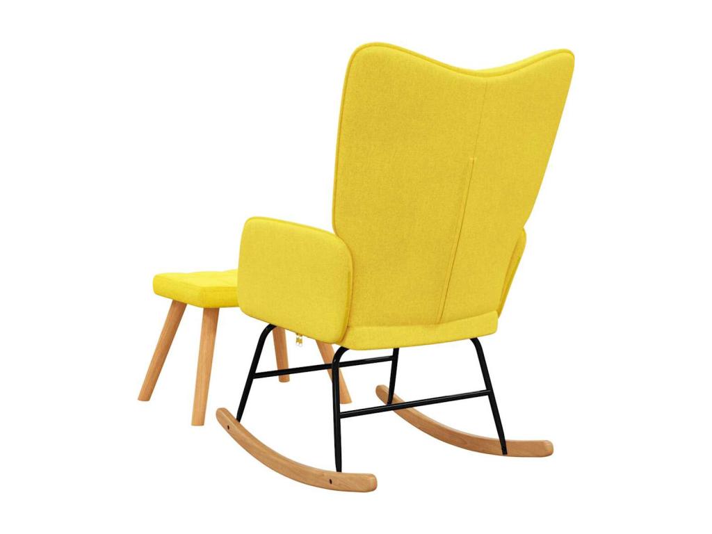 Rocking chair with footstool, mustard yellow fabric, 42063TLMZ