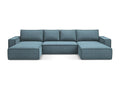 Panoramic corner sofa bed in textured fabric - light blue - Bohometop 22349WRBZ