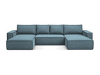 Panoramic corner sofa bed in textured fabric - light blue - Bohometop 22349WRBZ