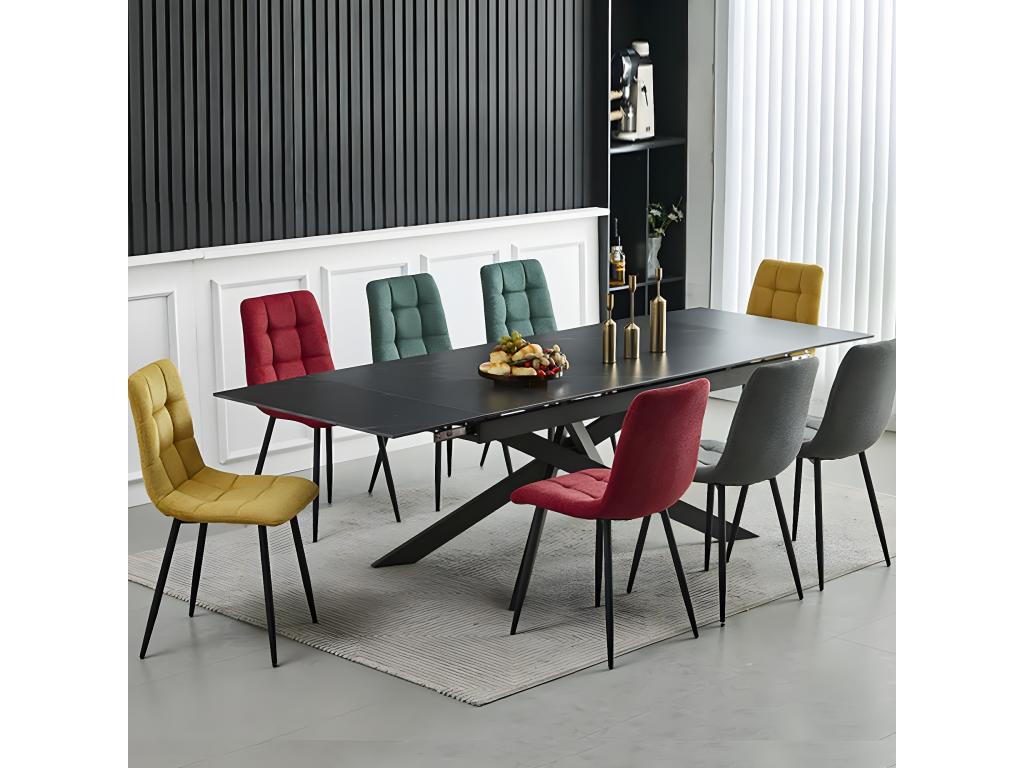 Nidchicshop - Set of 4 Red Fabric Chairs with Anthracite Grey Metal Legs 45262QEFW