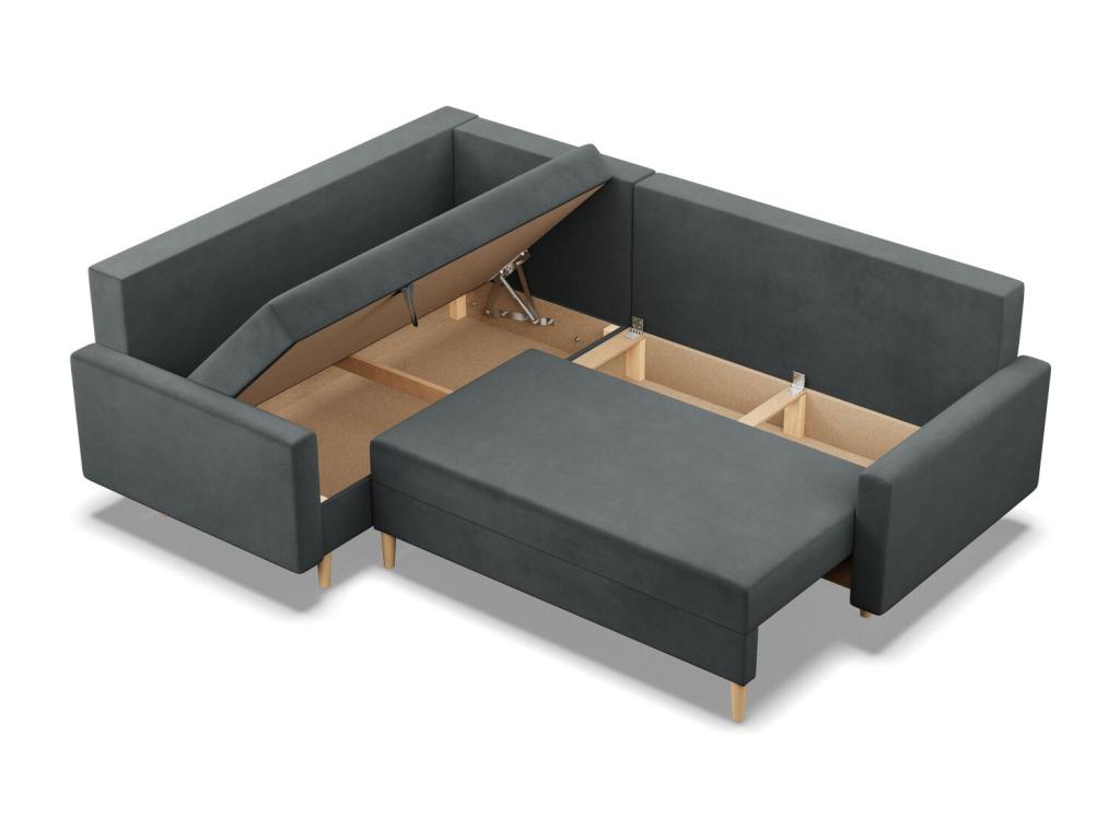 Left Corner Sofa with Sleeping Function, Reversible Cushion, Dark Grey 27958JSMI