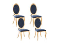 Set of 4 Bohometop Baroque Gold Chairs in Black Faux Leather 11843BADT