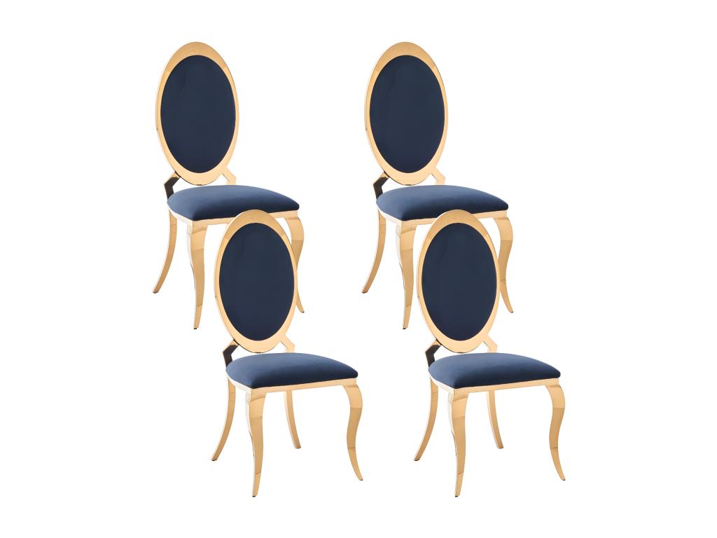 Set of 4 Bohometop Baroque Gold Chairs in Black Faux Leather 11843BADT