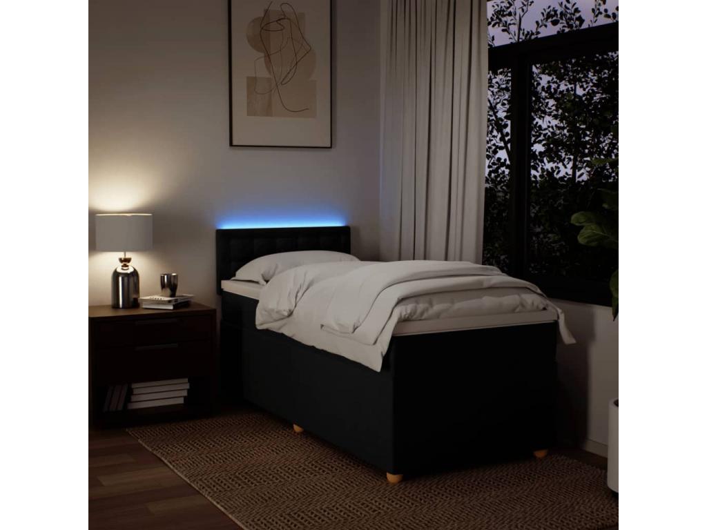 Bohometop bed base with mattress, black, 90x200 cm, fabric, 52791IZAG