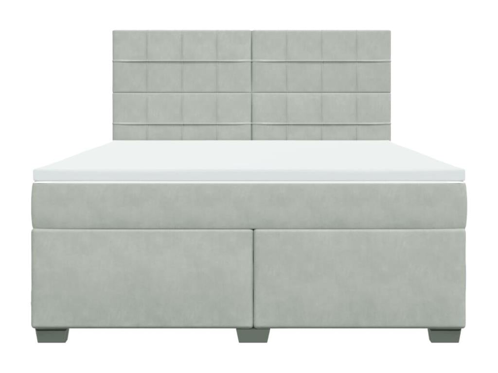 Nidchicshop bed base and mattress, light grey, 180x200cm, velvet, 48028XJQC