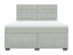 Nidchicshop bed base and mattress, light grey, 180x200cm, velvet, 48028XJQC