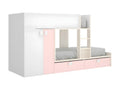 Bohometop Bunk Beds 2x90x190 cm - Built-in Wardrobe - Natural White and Pink - Bohometop 37322MAMA