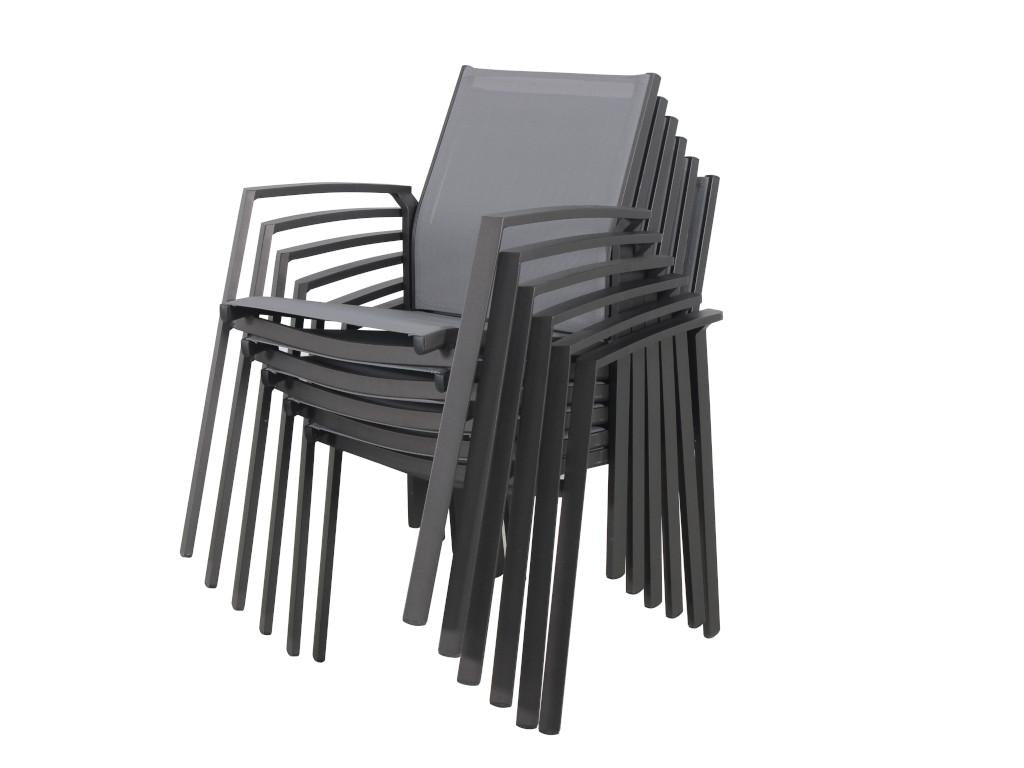 Set of 2 stackable aluminum garden chairs - Anthracite - Homelumiere