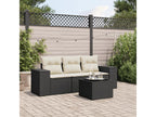 4-piece garden furniture set with cushions, black resin wicker, 61386KHYY