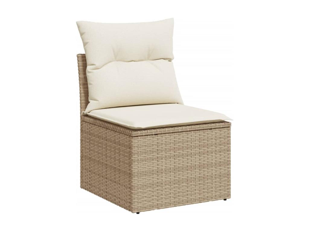 6-piece garden furniture set with cushions, beige wicker resin, 78848JUIC