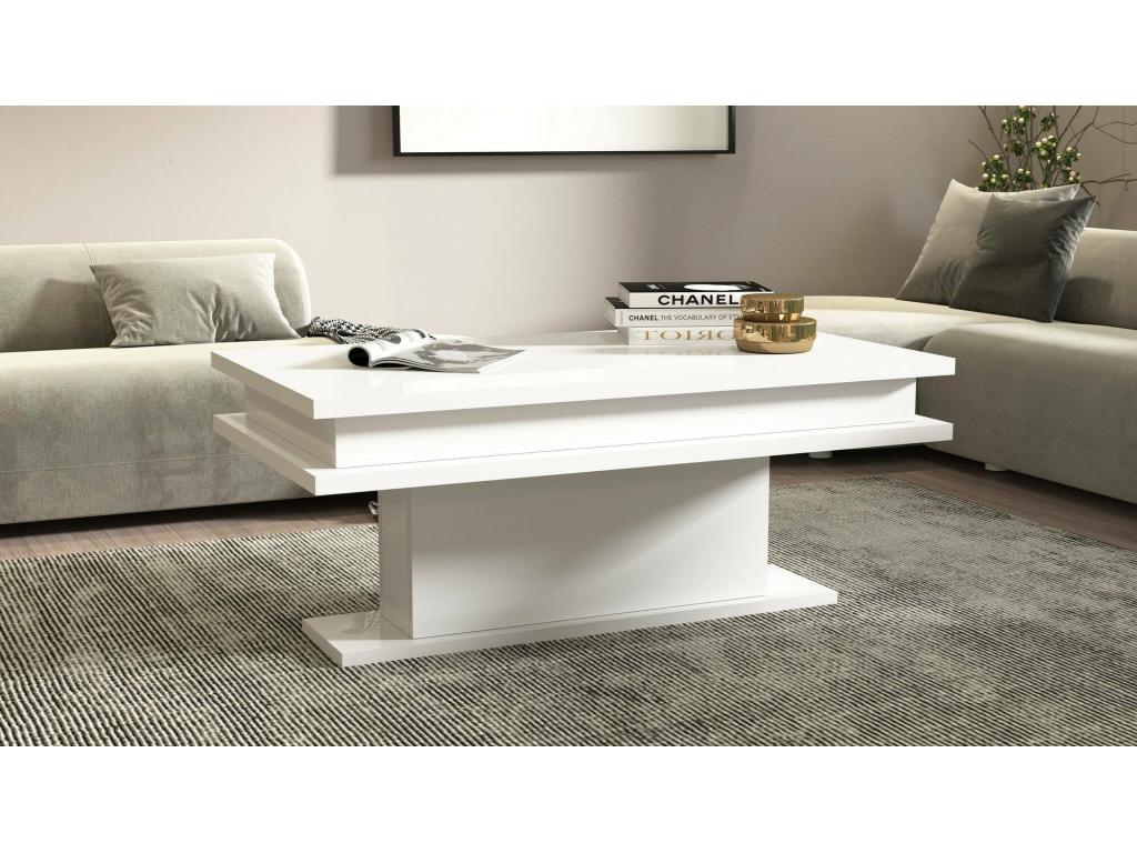 Homelumiere Coffee Table/Magazine Rack, Made in Italy, 100x55x42 cm, Glossy White