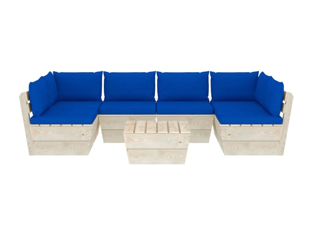 7-piece pallet garden furniture set with cushions, impregnated spruce, 10 35030YXGF