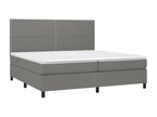 Upholstered bed base with mattress, dark grey, 200x200cm, fabric