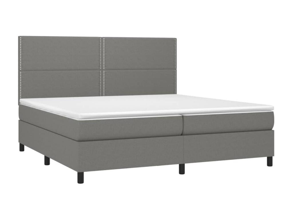 Upholstered bed base with mattress, dark grey, 200x200cm, fabric