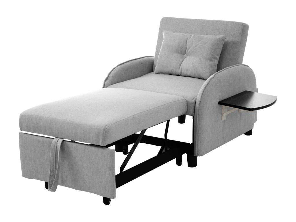 Folding linen armchair - with folding side tables - Light grey 58062YBFV