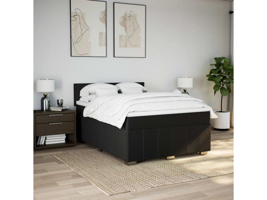 Bohometop bed base with mattress, black, 140x190 cm, fabric, 23658NEXJ