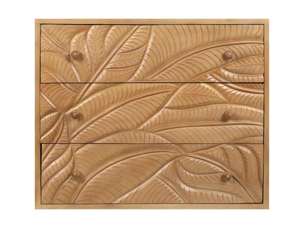 Carved 3-drawer chest - Mango wood Bohometop 10010PTMH