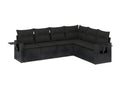 6-piece garden furniture set with cushions, black wicker resin 48218HNKJ