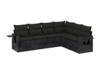 6-piece garden furniture set with cushions, black wicker resin 48218HNKJ