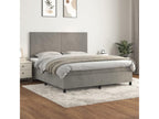 Upholstered bed base and mattress, light grey, 180x200cm, velvet, 32999KYUB