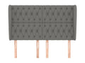 Headboard with wings, Dark Grey, 163x23x118/128 cm, Fabric, 06572KNUI