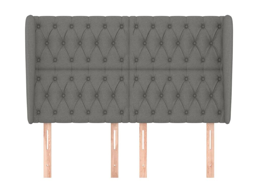 Headboard with wings, Dark Grey, 163x23x118/128 cm, Fabric, 06572KNUI