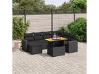 8-piece garden furniture set with cushions, black woven resin, 65707VIGY