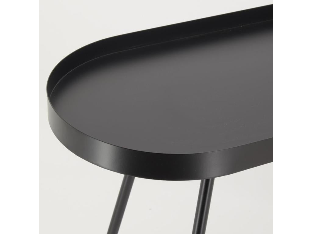 Oval coffee table in black metal, 70x30x57 cm, Black, 86789JAKN