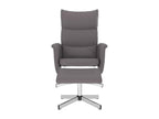 Reclining armchair with footrest, grey faux leather, 47971FJQJ