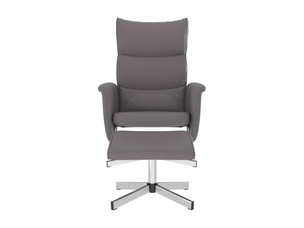 Reclining armchair with footrest, grey faux leather, 47971FJQJ