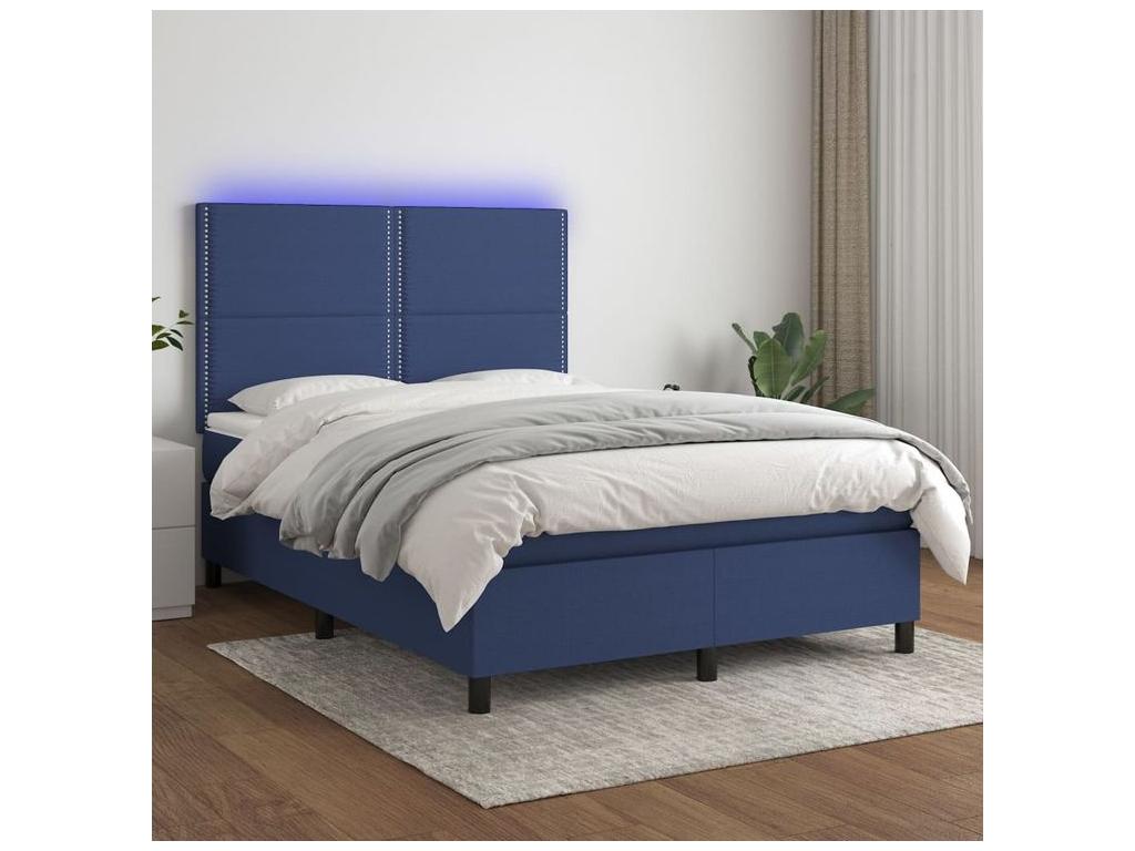 Bohometop bed base and mattress with LED light, blue, 140x200 cm, fabric, 43592YJZQ