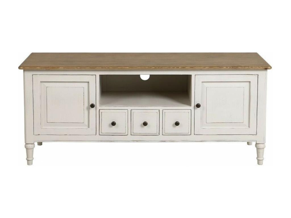TV/HiFi Unit with Storage, White Wood - Bohometop 67639TAFT
