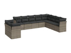 Garden furniture set with cushions, 10 pieces, grey woven resin, 24861MRGP